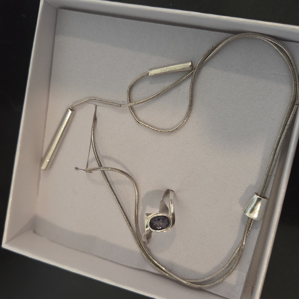 Silver Geometric Necklace with Pendant